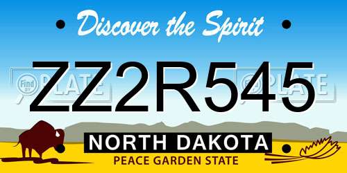 ZZ2R545 North Dakota License Plate
