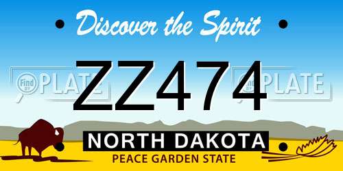 ZZ474 North Dakota License Plate