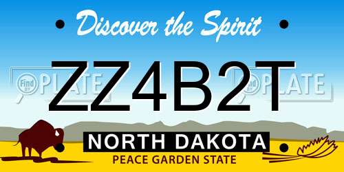ZZ4B2T North Dakota License Plate