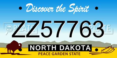 ZZ57763 North Dakota License Plate