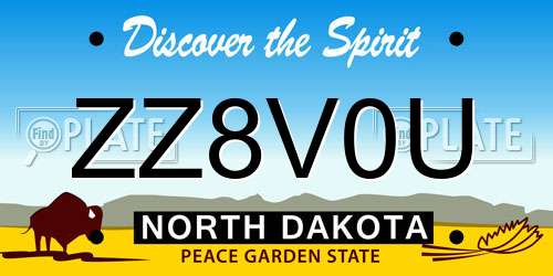 ZZ8V0U North Dakota License Plate