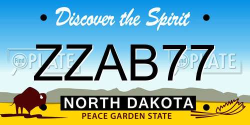 ZZAB77 North Dakota License Plate