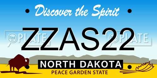 ZZAS22 North Dakota License Plate