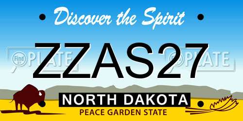 ZZAS27 North Dakota License Plate
