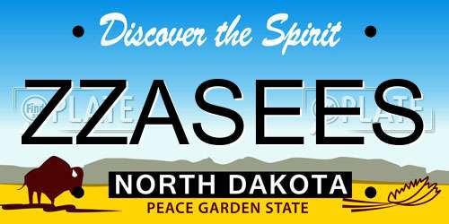 ZZASEES North Dakota License Plate