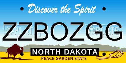 ZZBOZGG North Dakota License Plate