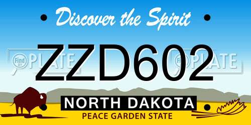 ZZD602 North Dakota License Plate