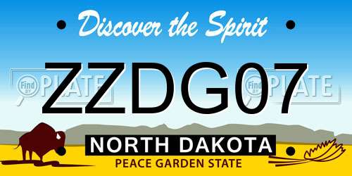 ZZDG07 North Dakota License Plate