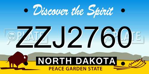 ZZJ2760 North Dakota License Plate