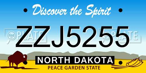 ZZJ5255 North Dakota License Plate