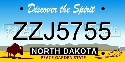 ZZJ5755 North Dakota License Plate