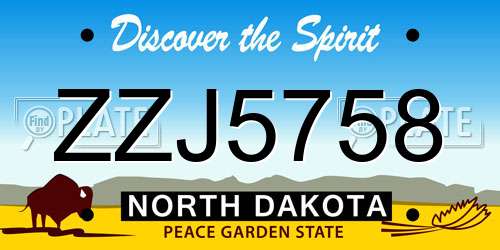 ZZJ5758 North Dakota License Plate