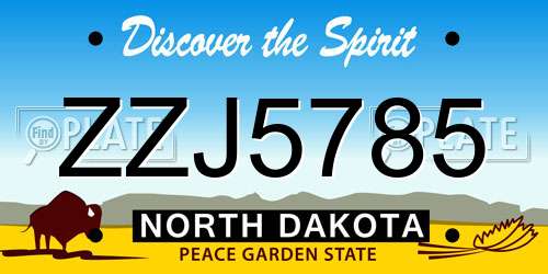 ZZJ5785 North Dakota License Plate