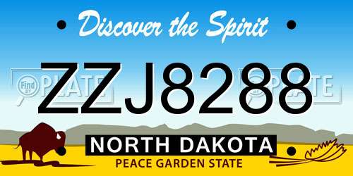 ZZJ8288 North Dakota License Plate