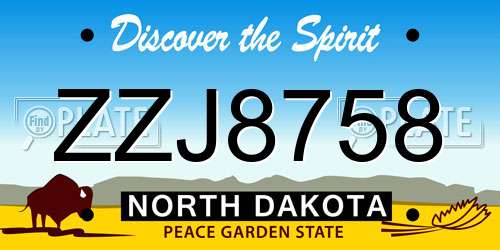 ZZJ8758 North Dakota License Plate