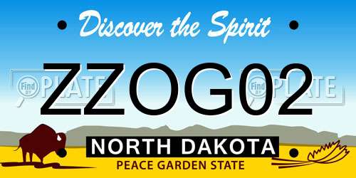 ZZOG02 North Dakota License Plate