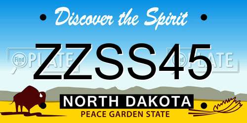ZZSS45 North Dakota License Plate