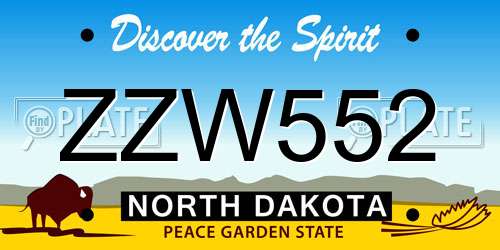 ZZW552 North Dakota License Plate