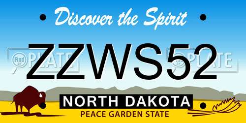 ZZWS52 North Dakota License Plate