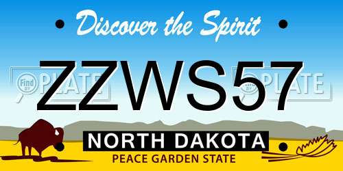 ZZWS57 North Dakota License Plate