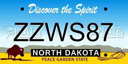 ZZWS87 North Dakota License Plate