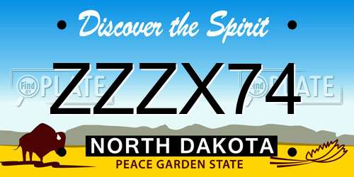 ZZZX74 North Dakota License Plate