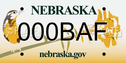 000BAF Nebraska License Plate