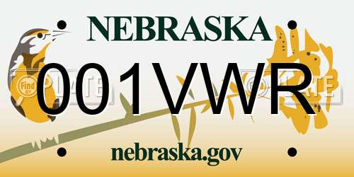 001VWR Nebraska License Plate