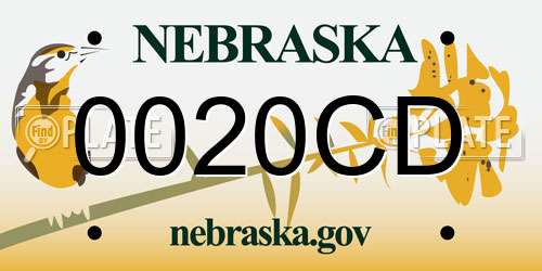 0020CD Nebraska License Plate