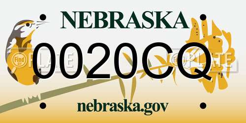 0020CQ Nebraska License Plate