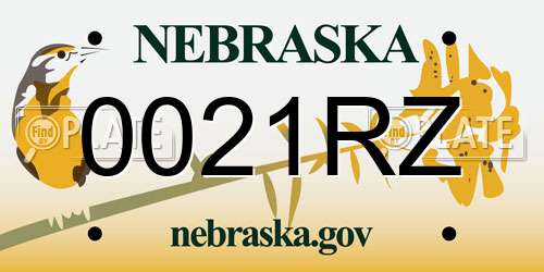 0021RZ Nebraska License Plate