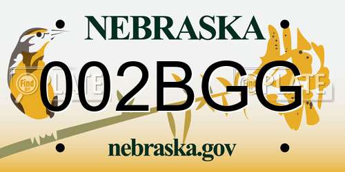 002BGG Nebraska License Plate