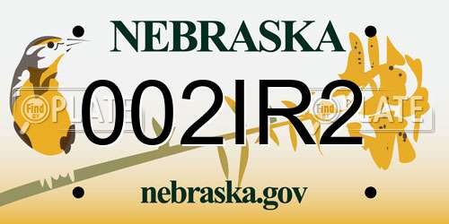 002IR2 Nebraska License Plate
