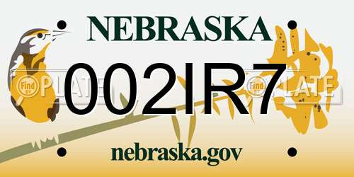 002IR7 Nebraska License Plate