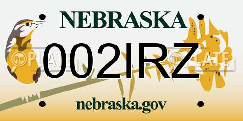 002IRZ Nebraska License Plate