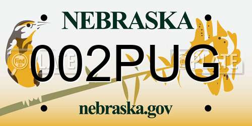 002PUG Nebraska License Plate