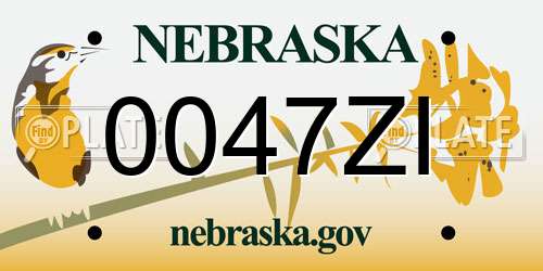 0047ZI Nebraska License Plate