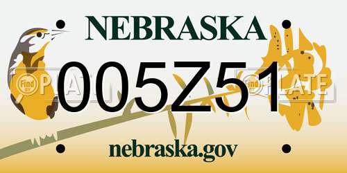 005Z51 Nebraska License Plate