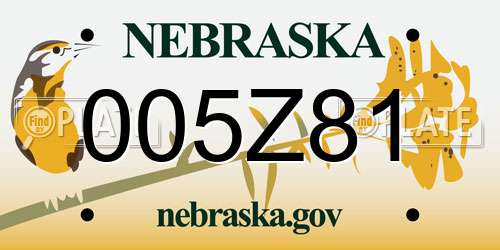 005Z81 Nebraska License Plate