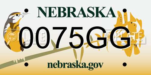 0075GG Nebraska License Plate