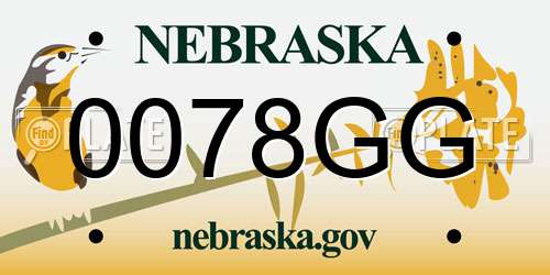0078GG Nebraska License Plate