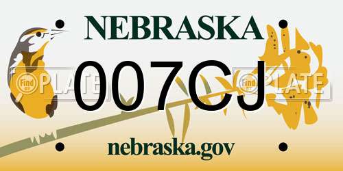 007CJ Nebraska License Plate