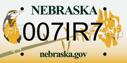 007IR7 Nebraska License Plate