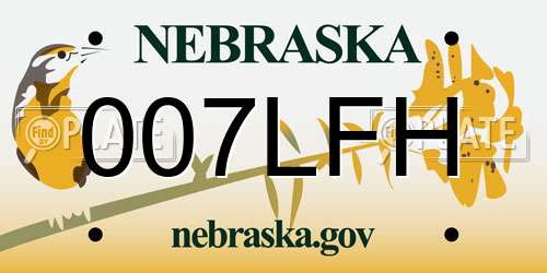 007LFH Nebraska License Plate