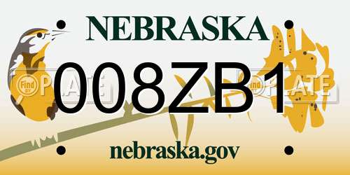 008ZB1 Nebraska License Plate
