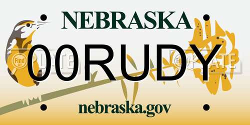 00RUDY Nebraska License Plate