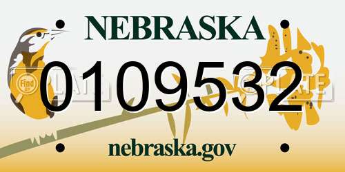 0109532 Nebraska License Plate
