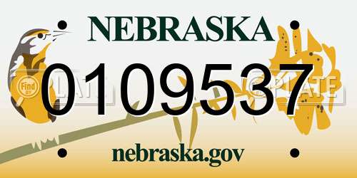 0109537 Nebraska License Plate