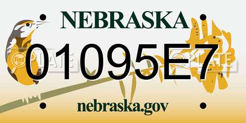 01095E7 Nebraska License Plate