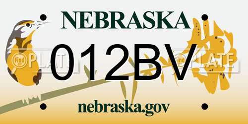 012BV Nebraska License Plate